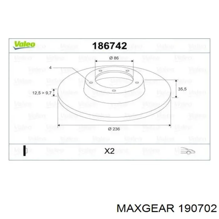 Гальмівні диски передні 190702 Maxgear