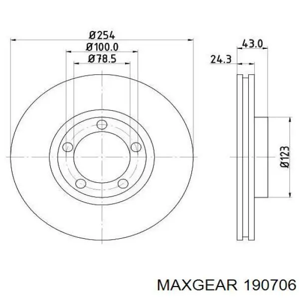Диск гальмівний передній Maxgear 190706