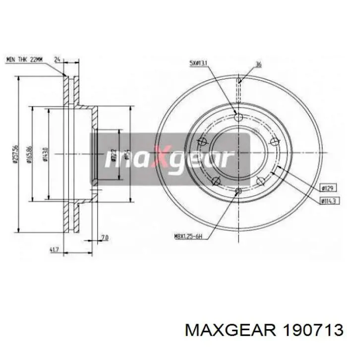 Диск гальмівний передній 190713 Maxgear