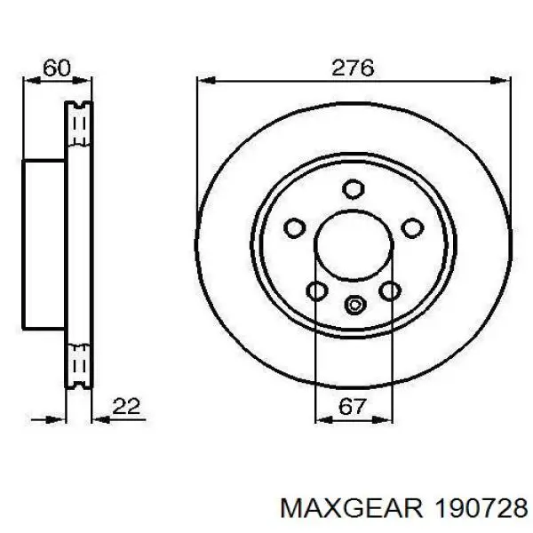 Купити 190728 Maxgear Ротор гальмівний