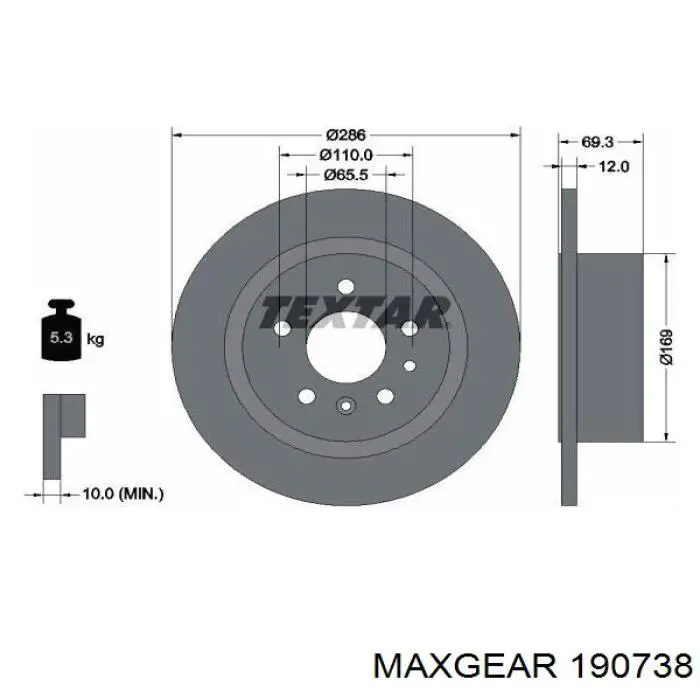 190738 Maxgear Дискові гальма