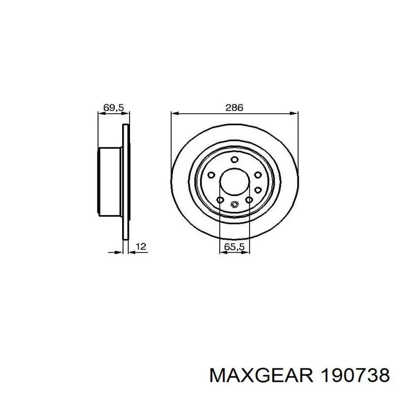 Задні дискові гальма Maxgear 190738 ціна, від 31.67 USD