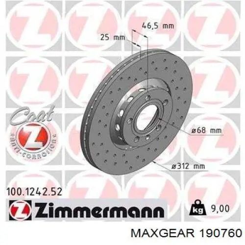 Купити 190760 Maxgear Ротор гальмівний