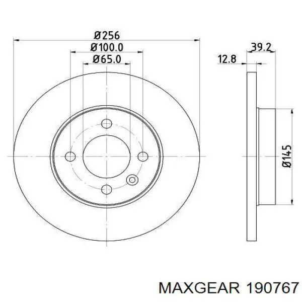 Диск гальмівний передній Maxgear 190767