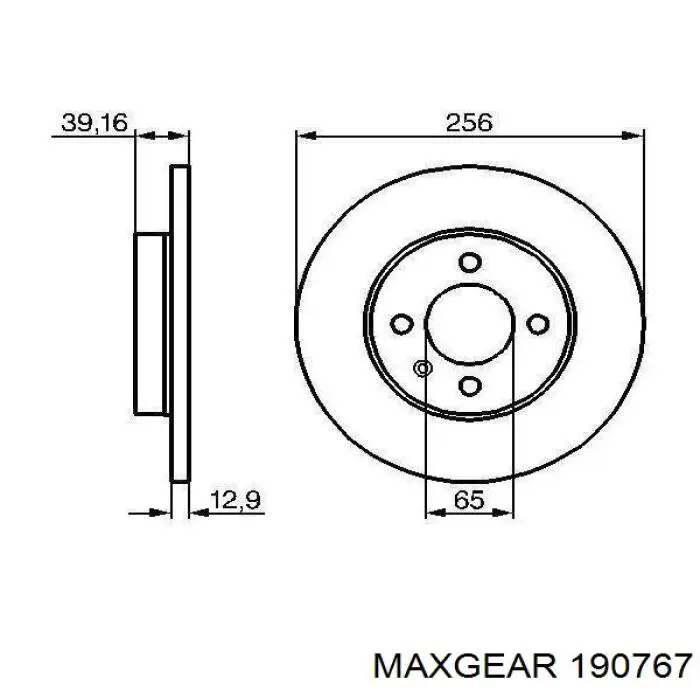 Диск гальмівний передній 190767 Maxgear