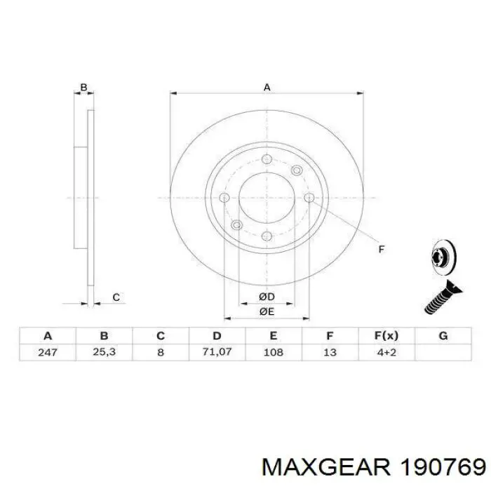Купити 00004249F5 Peugeot/Citroen Диск заднього гальма