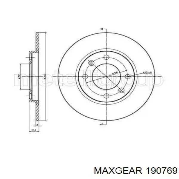 Купити 190769 Maxgear Диск заднього гальма