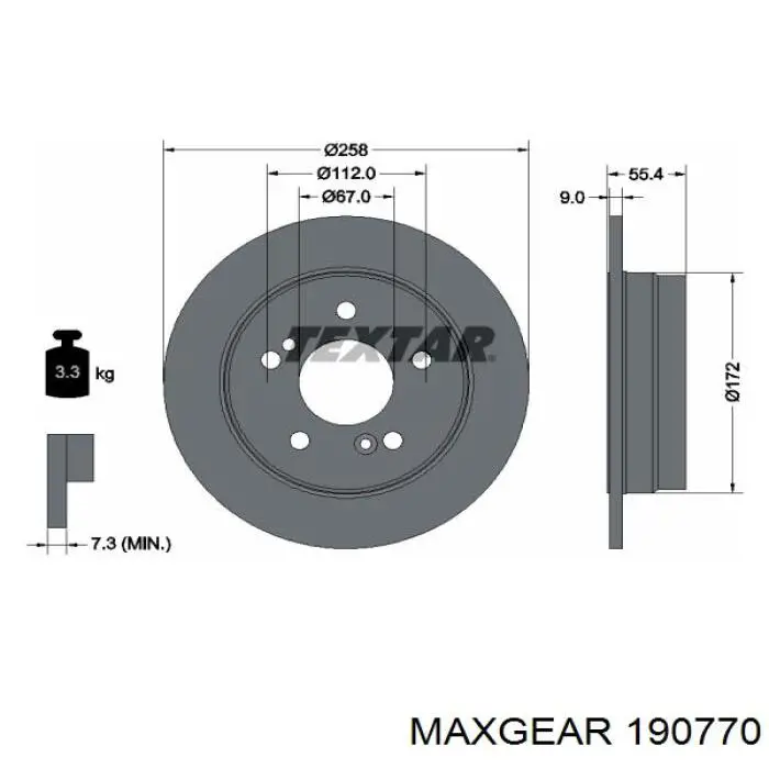 Диск гальмівний задній 190770 Maxgear