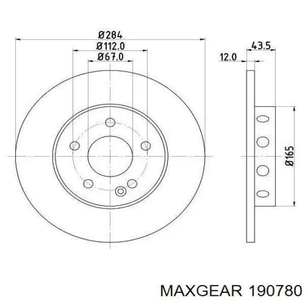 Диск переднього гальма Maxgear 190780 ціна, від 22.78 USD
