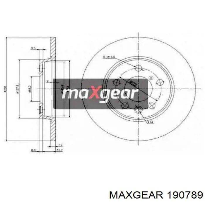 190789 Maxgear диск гальмівний задній