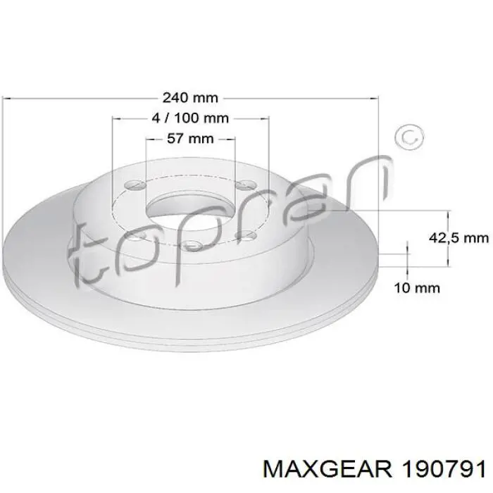 Купити 190791 Maxgear Диск заднього гальма