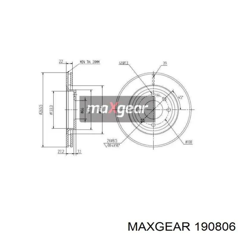 190806 Maxgear Гальмо дискове переднє