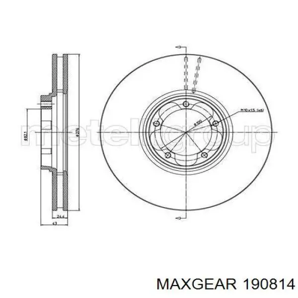 Диск гальмівний передній Maxgear 190814