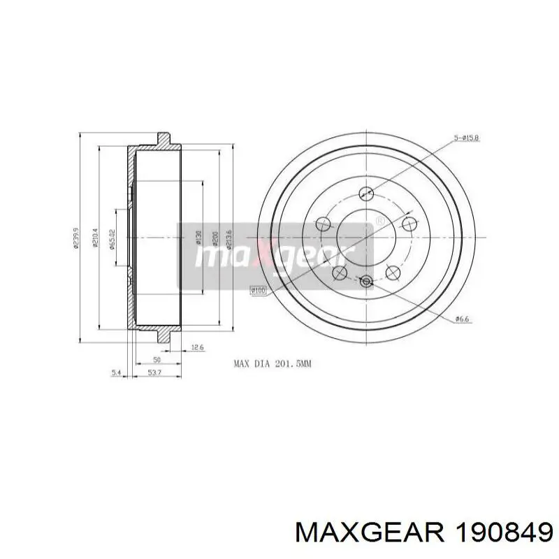 Барабан гальмівний задній Maxgear 190849 ціна, від 24.34 USD