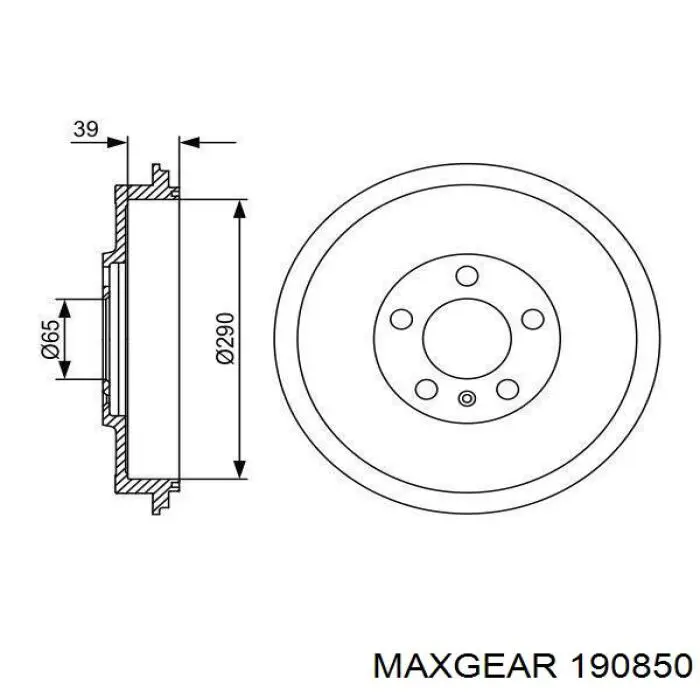 Барабан гальмівний задній Maxgear 190850