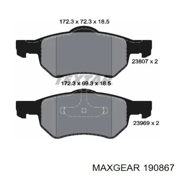 Гальмівні колодки Maxgear 190867 ціна, від 24.39 USD