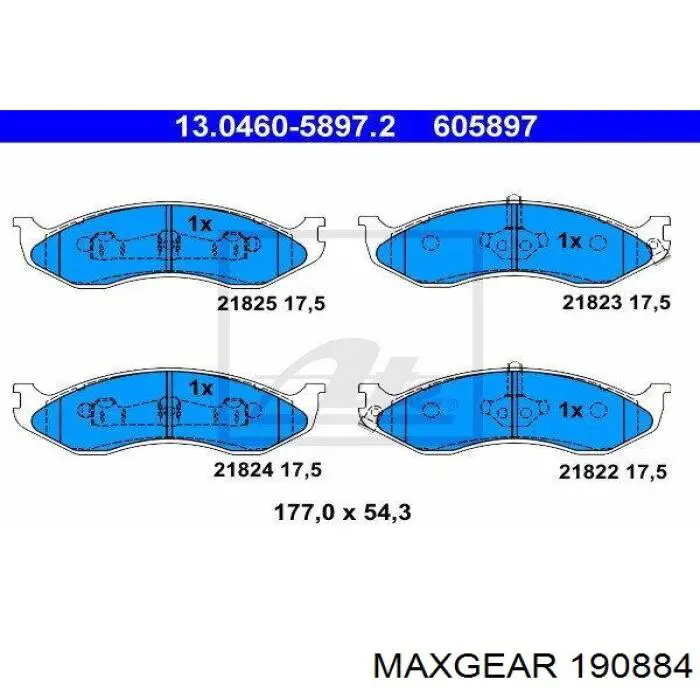 Гальмівні колодки Maxgear 190884 ціна, від 20.43 USD