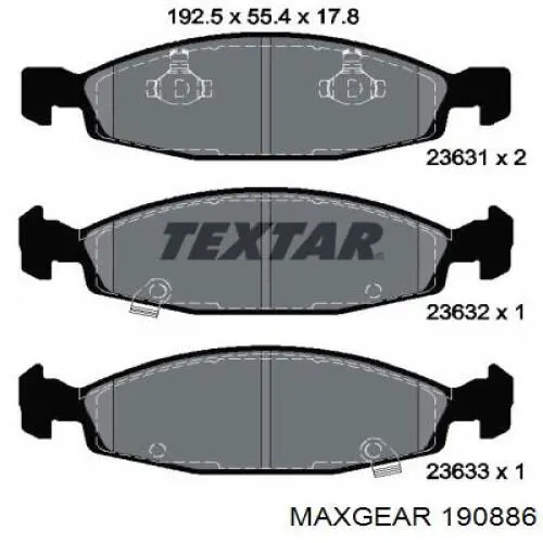 Передні тормозні колодки 190886 Maxgear