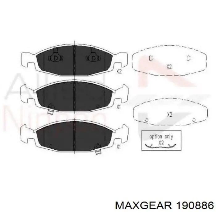 190886 Maxgear Передні гальмівні колодки