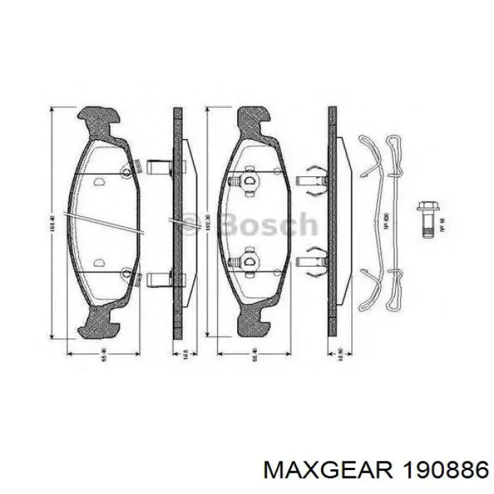 Купити 190886 Maxgear Колодки гальмівні передні, дискові