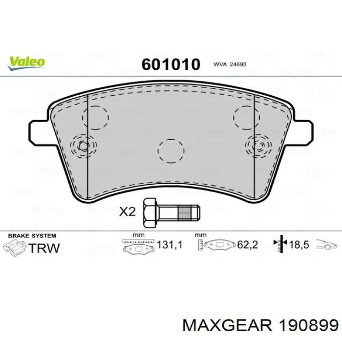 Гальмівні колодки Maxgear 190899 ціна, від 17.96 USD
