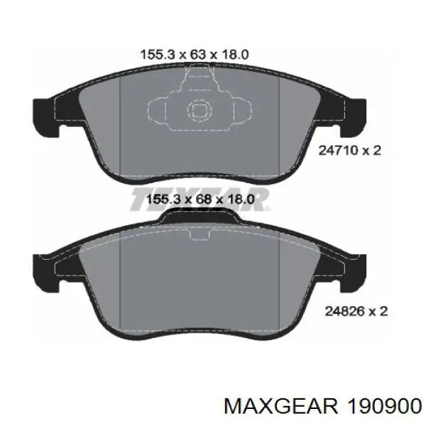 Купити 190900 Maxgear Колодки гальмівні передні, дискові