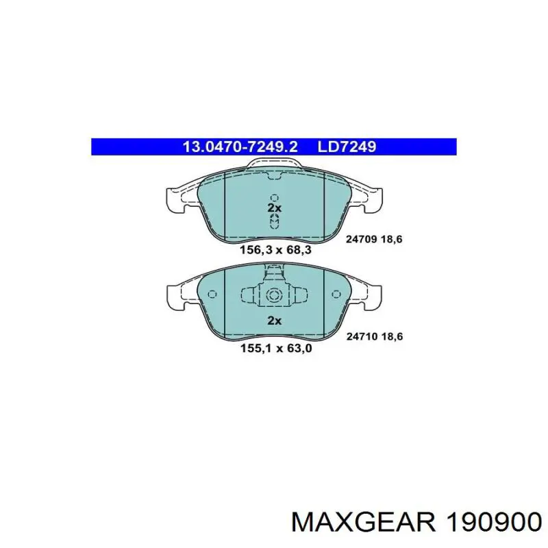 190900 Maxgear Передні гальмівні колодки