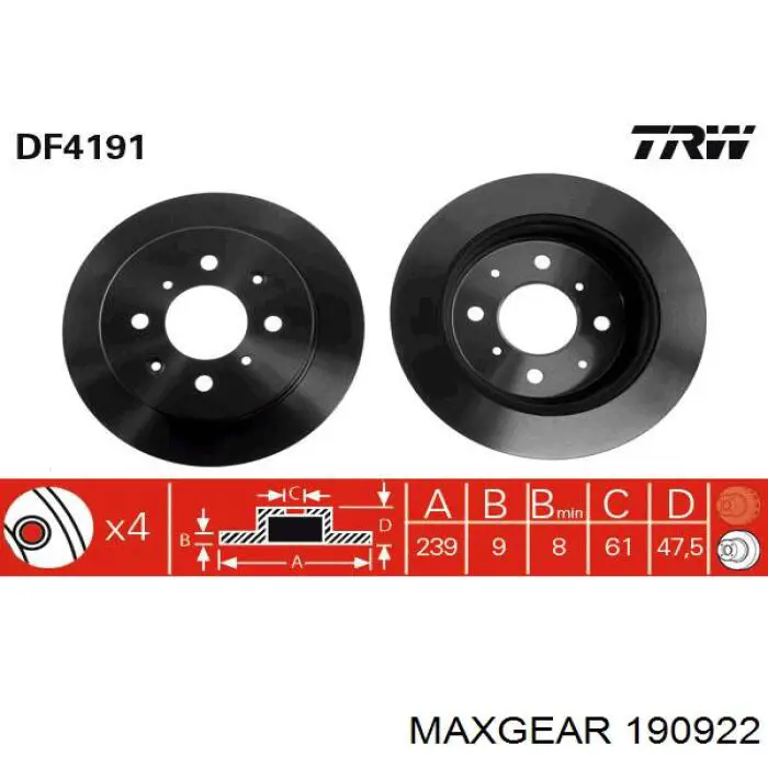 Гальмівні диски 190922 Maxgear