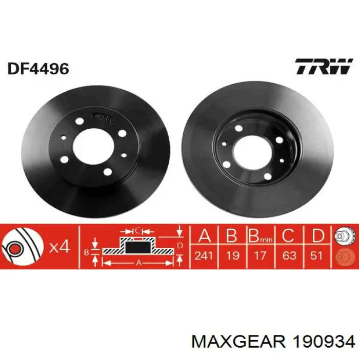 Купити 190934 Maxgear Ротор гальмівний