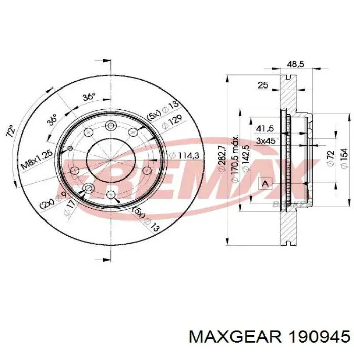 Гальмівні диски передні 190945 Maxgear
