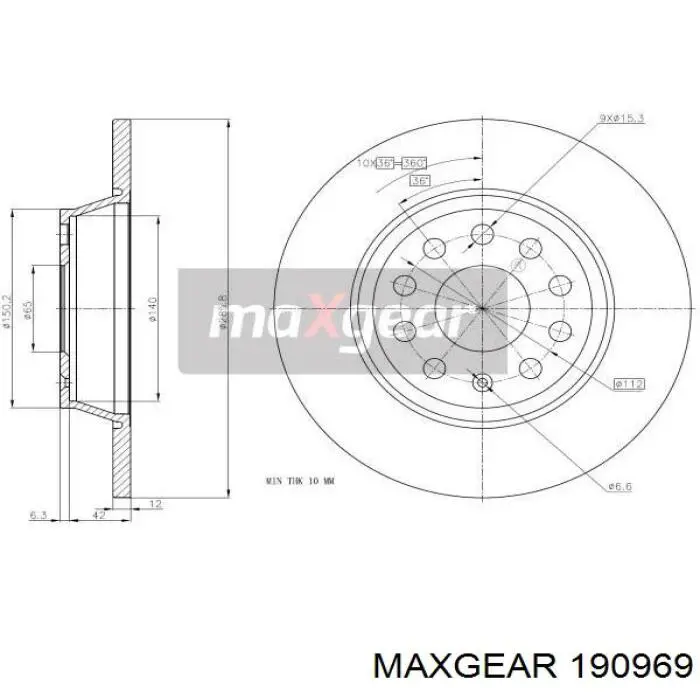 Гальмівні диски передні 190969 Maxgear