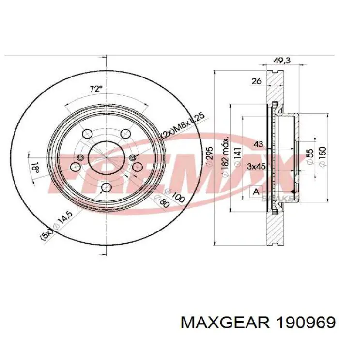 190969 Maxgear Гальмо дискове переднє