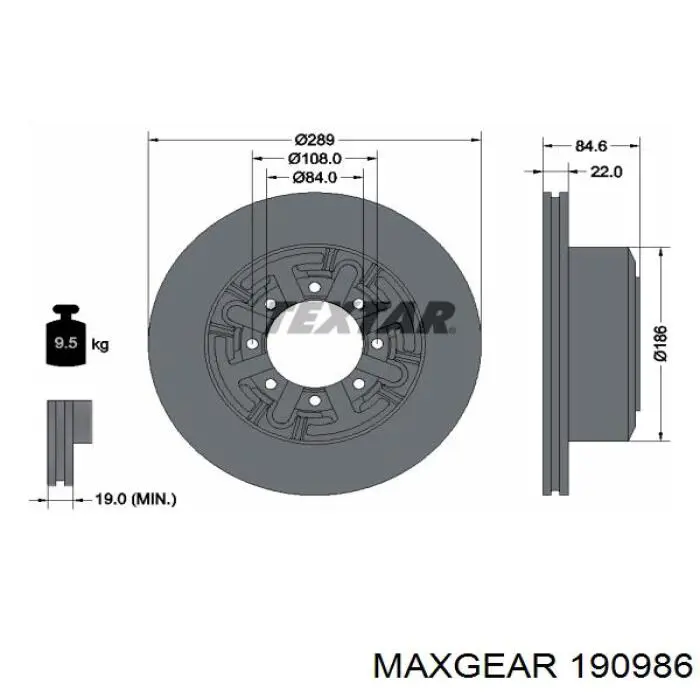 Купити 190986 Maxgear Диск заднього гальма