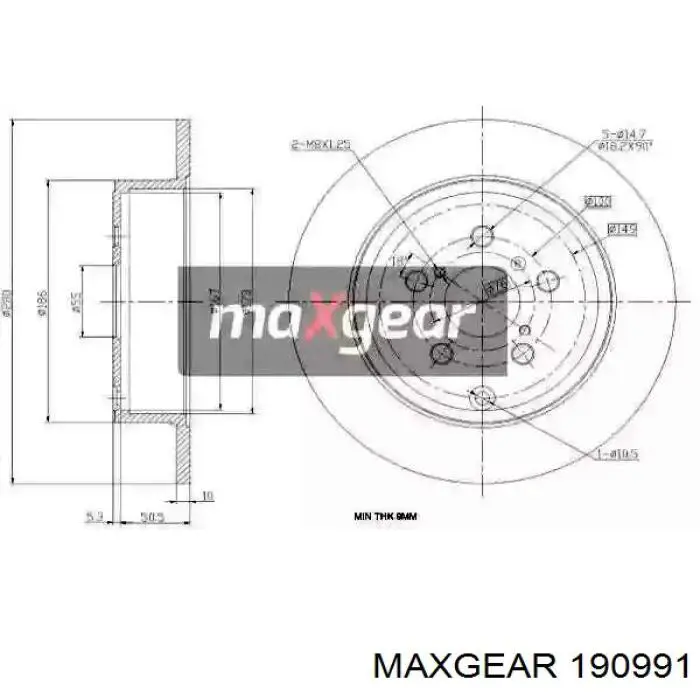 Диск гальмівний передній Maxgear 190991