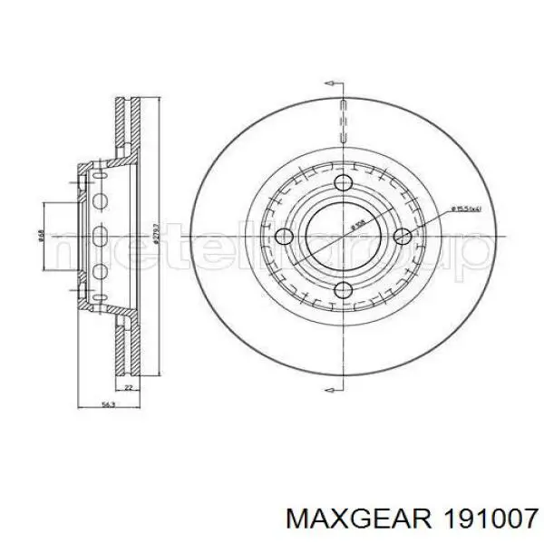 Диск гальмівний передній Maxgear 191007