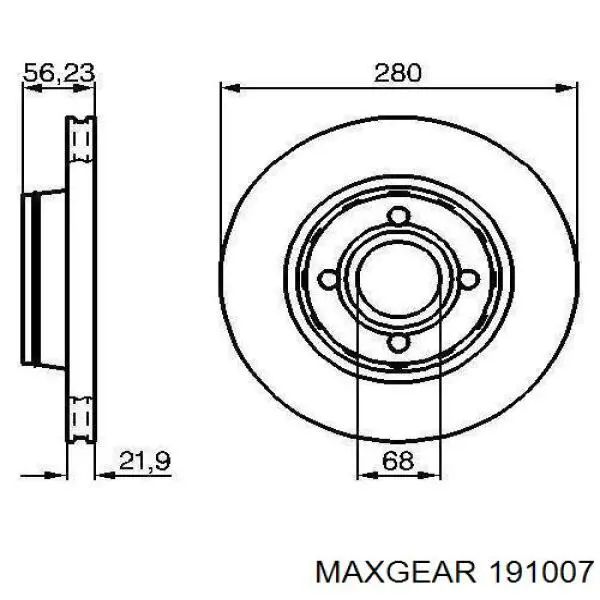 191007 Maxgear Гальмо дискове переднє