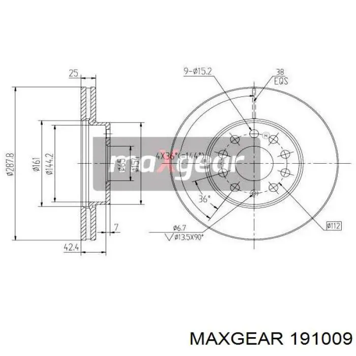 Гальмівні диски передні 191009 Maxgear