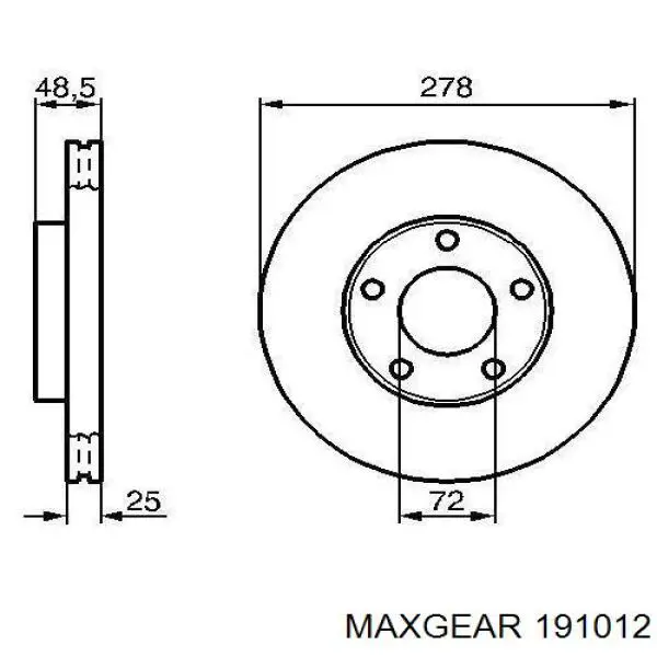 191012 Maxgear Гальмо дискове переднє