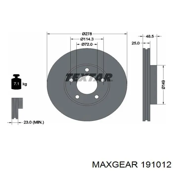 Диск переднього гальма Maxgear 191012 ціна, від 35.02 USD
