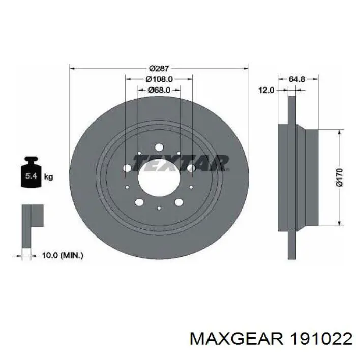 Задні дискові гальма Maxgear 191022 ціна, від 31.72 USD