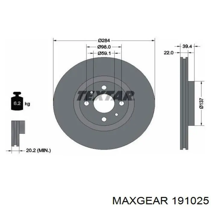 Купити 191025 Maxgear Ротор гальмівний