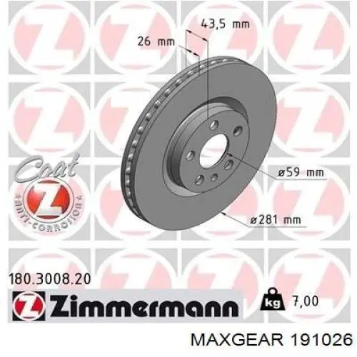 Купити 191026 Maxgear Ротор гальмівний