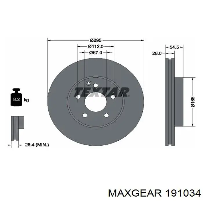 Гальмівні диски передні 191034 Maxgear