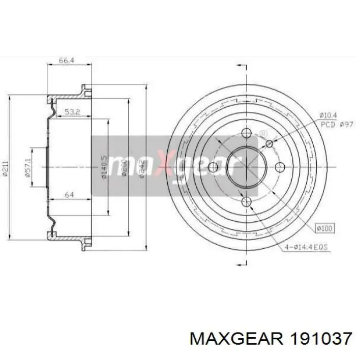 Барабан гальмівний задній Maxgear 191037