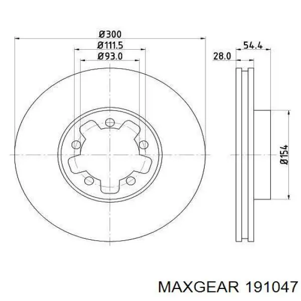 Диск гальмівний передній Maxgear 191047