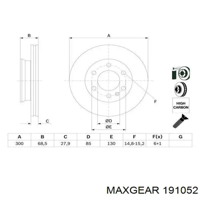 Гальмівні диски передні 191052 Maxgear