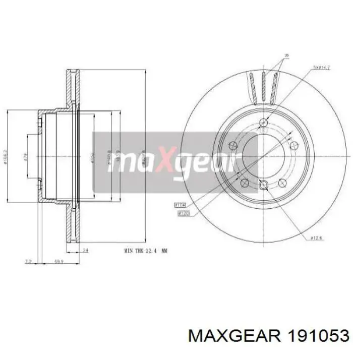 Диск переднього гальма Maxgear 191053 ціна, від 56.85 USD