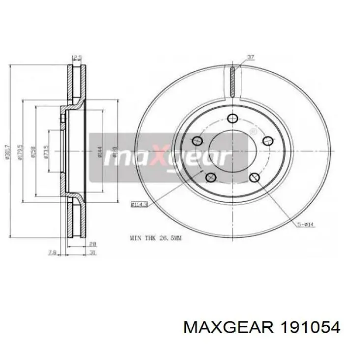 Диск переднього гальма Maxgear 191054 ціна, від 45.99 USD