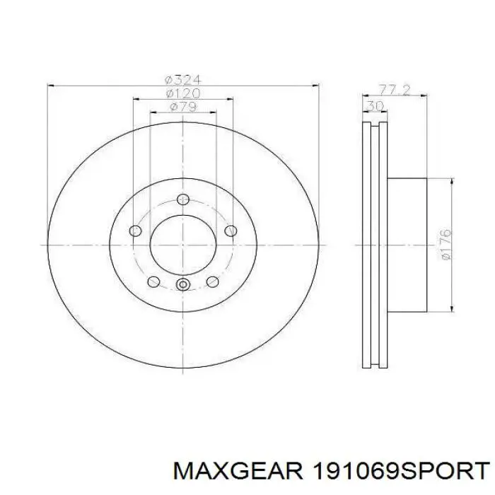 191069SPORT Maxgear Гальмо дискове переднє