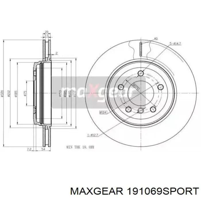Купити 191069SPORT Maxgear Ротор гальмівний